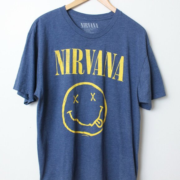 Nirvana Shirt Mens XL Blue Band Tee - Picture 4 of 5